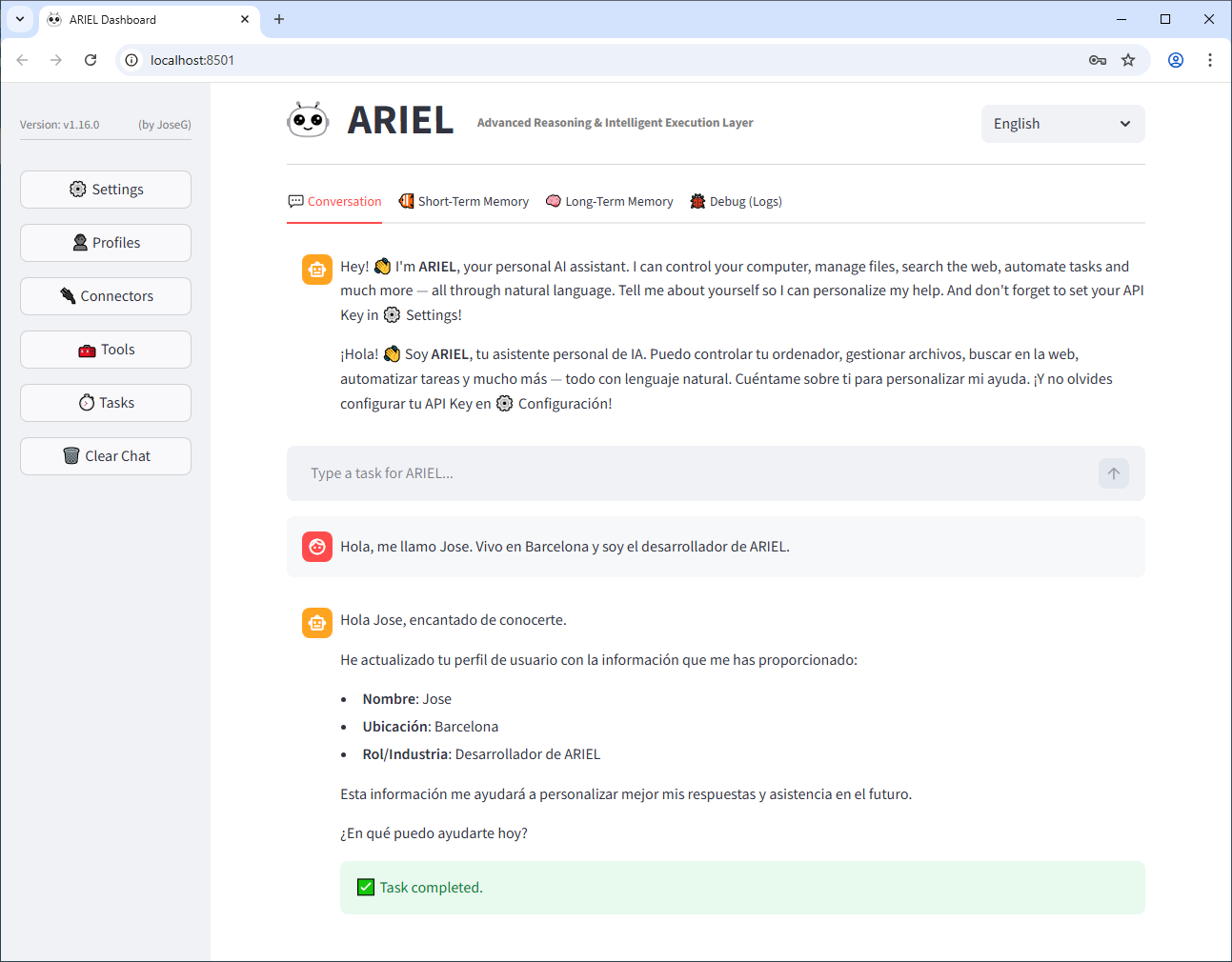 ARIEL Chat Interface